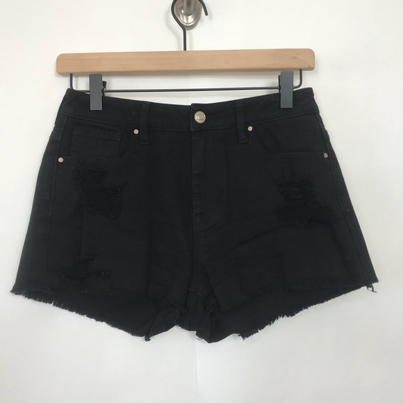 PacSun Pants - Pacsun High Rise Shorts Black Distressed EUC 25